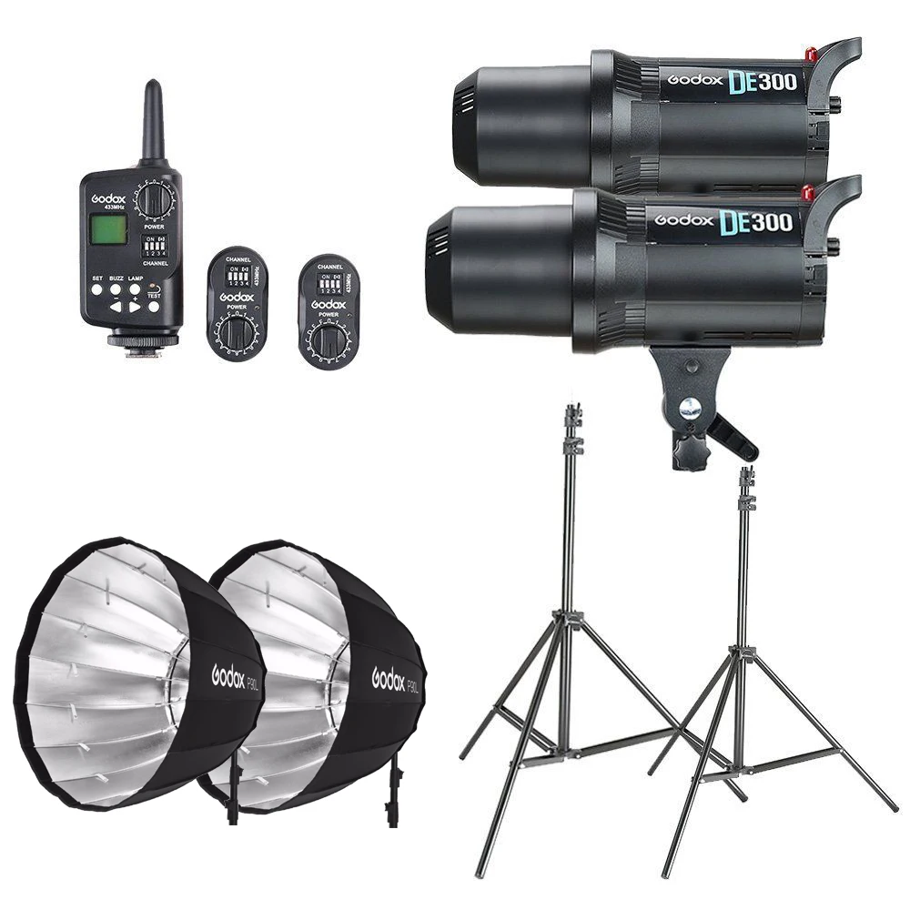 Набор для фотостудии 2x Godox DE300 портативный параболический софтбокс P90L 90 см +