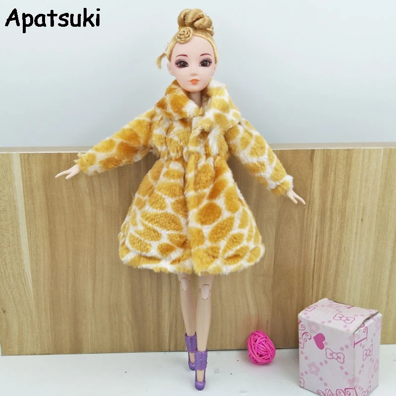 Детские аксессуары для игрушечной куклы, зимняя теплая одежда, розовая шуба, мини одежда, платье для куклы Барби, меховая кукольная одежда с поясом на талии - Цвет: new 8