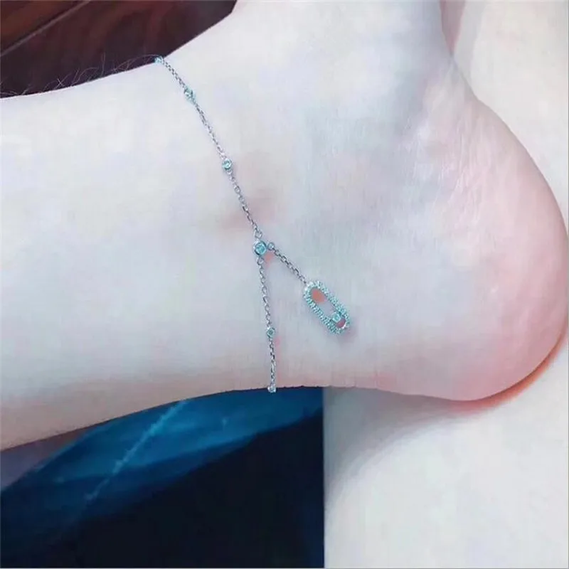 Новое поступление Роскошные ювелирные изделия чистое серебро 925 пробы Милый ножной браслет белый 5A кубический цирконий Move CZ женский ножной браслет