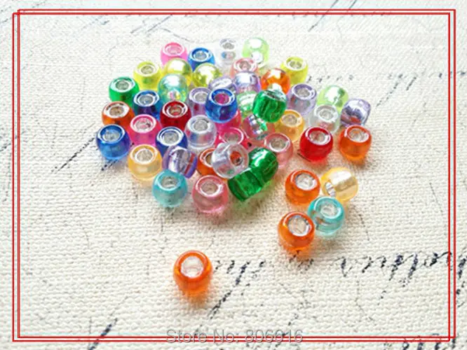 

6*9MM 500Pcs/lot Core Mix Colors Big Hole Plastic Acrylic Bead Jewelry Beads