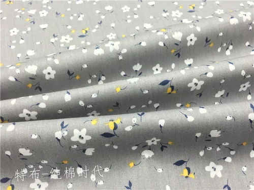 gray 160x50 см саржевая хлопковая ткань ретро желто-серая с цветочным принтом DIY детские постельные принадлежности ткань простыни, наволочки ткань 160 г/м - Цвет: gray