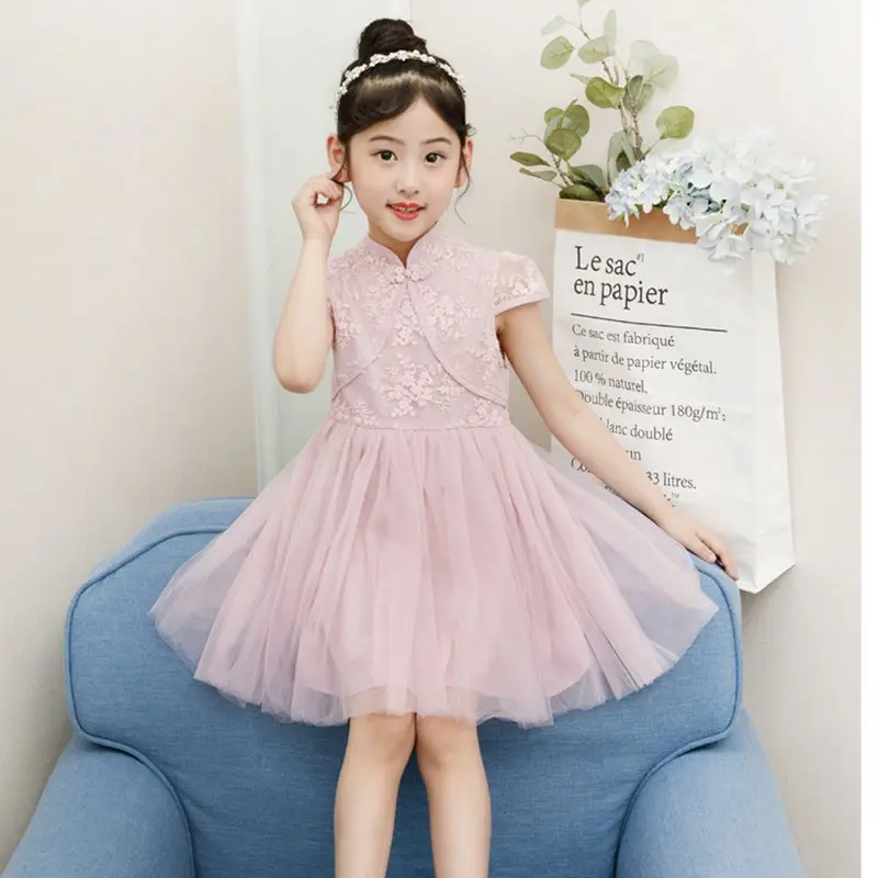 Kids Baby Girlsɽress Summer Korean children's Gauze Cheongsam Dress Princess Party Performance clothes Qipao Ball Gown | Детская
