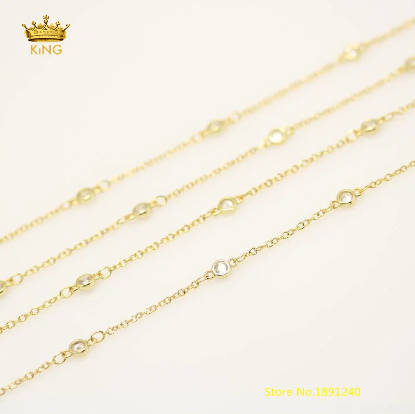 5 метров 4 мм крошечные медные звенья цепи прозрачные циркониевые монетные