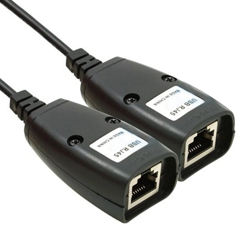 Elisona 2 шт. удлинитель кабеля USB к RJ45 RJ 45 LAN адаптера по Cat5 Cat6 патч корд черные Сетевые