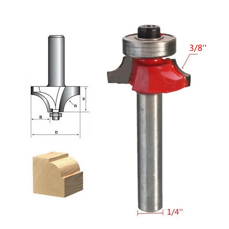 3-8 Inch Запчасти для электроинструмента новые круглые над бисером фреза для отделки кромки деревообрабатывающий инструмент 1/" хвостовик 1/4" 3/" Зенковка сверло - Цвет: 3-8 Inch