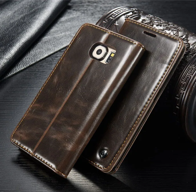 Оригинальный Роскошный кожаный чехол бумажник CaseMe для Samsung Galaxy S6 G9200 Edge G9250 S7 G9300