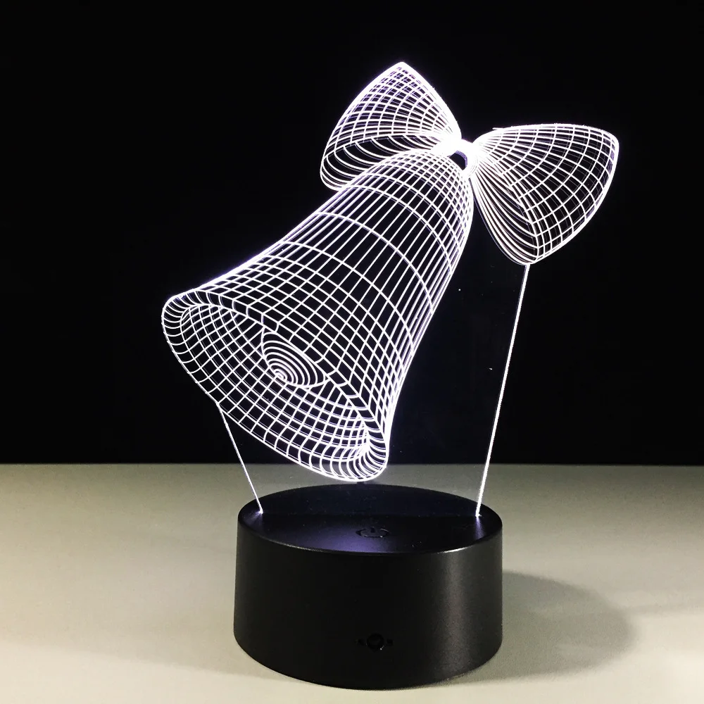 7 цветов лампа колокол 3D визуальные Светодиодные ночные огни для детей сенсорный