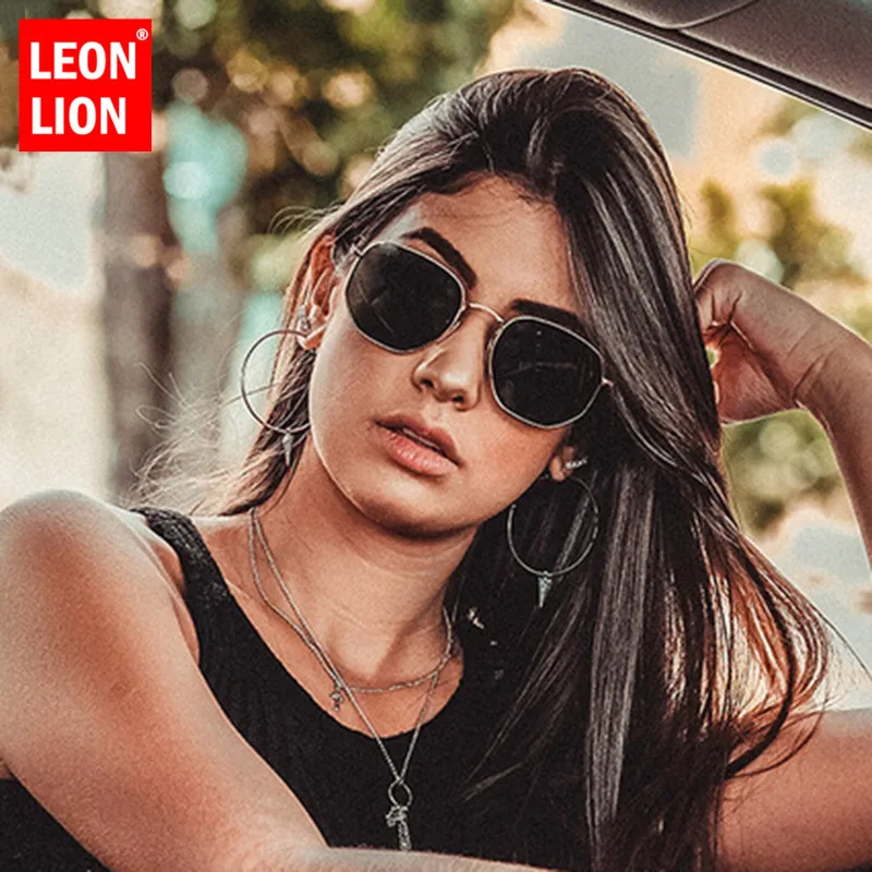 Женские квадратные солнцезащитные очки LeonLion в металлической оправе цвет