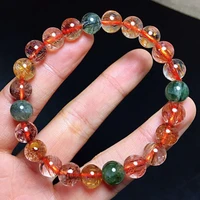 natural copper rutilated quartz crystal bracelet woman man round beads wealthy stone fashion colorful rutilated aaaaaa