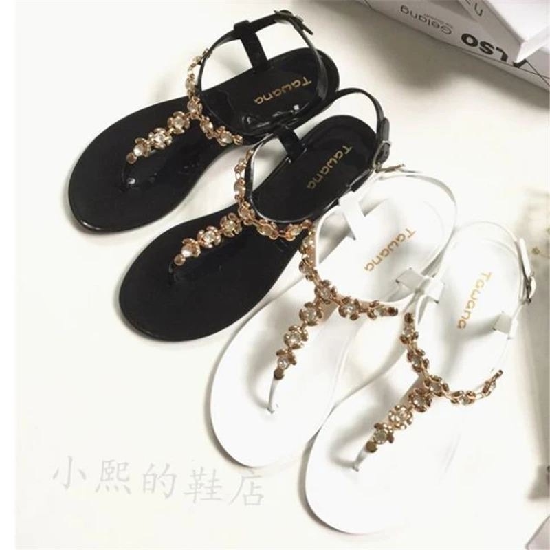2018 винтажные богемные сандалии стразы на плоской подошве женские подошве|flat