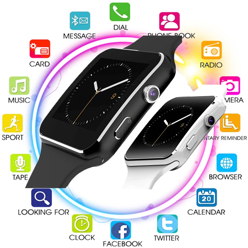 Смарт-часы X6 поддержка sim-карты TF для женщин и мужчин Smartwatch Bluetooth с камерой
