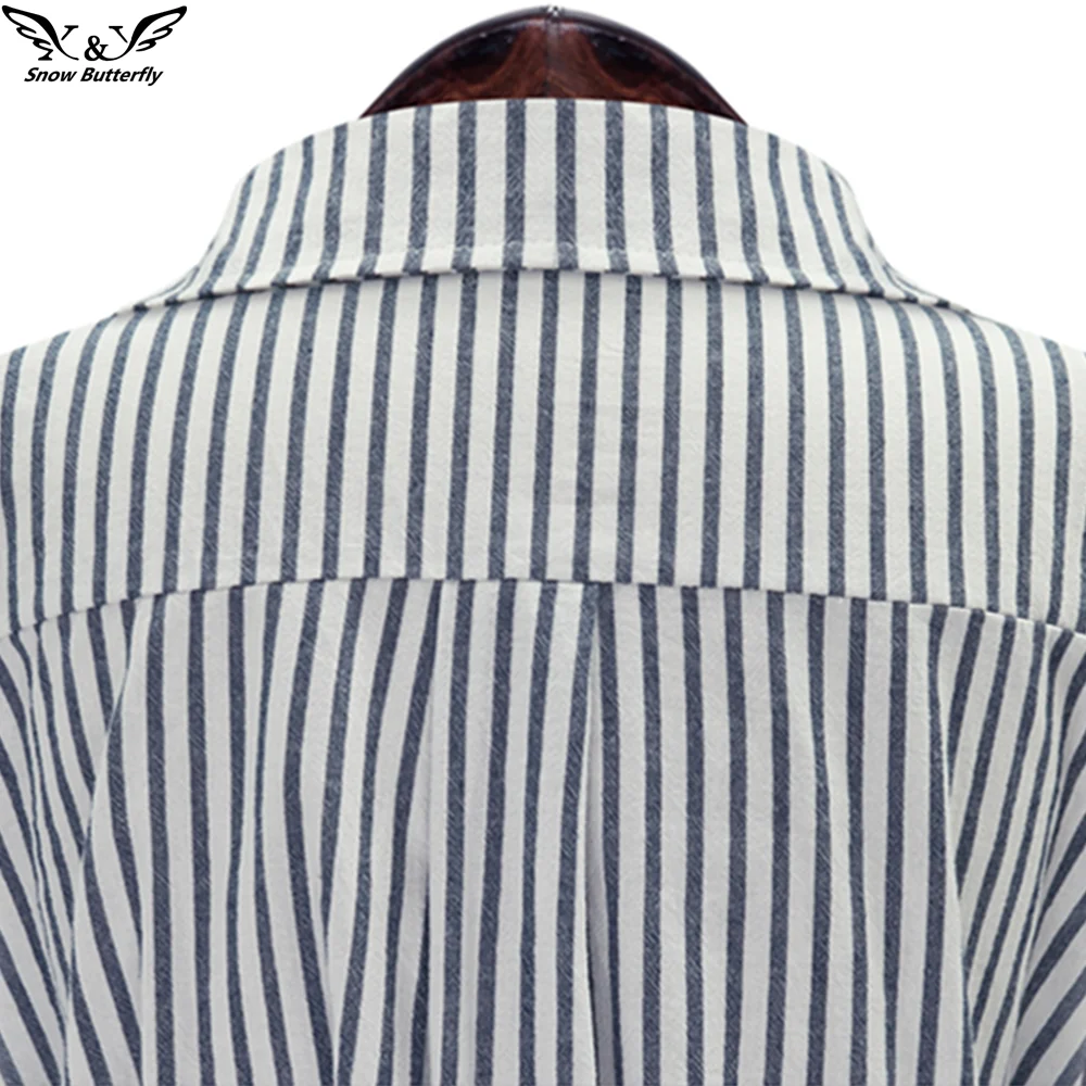 Осенне-зимнее женское платье-рубашка платье с длинным рукавом в полоску