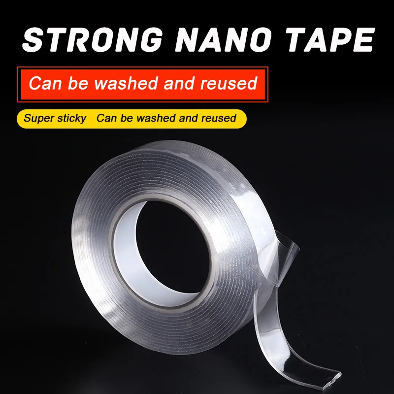 

YES 3-5M Black Technology Free Punching Traceless Double Sided Nano Adhesive Tape Strong Sticky Non Slip Removable Wash Reusable