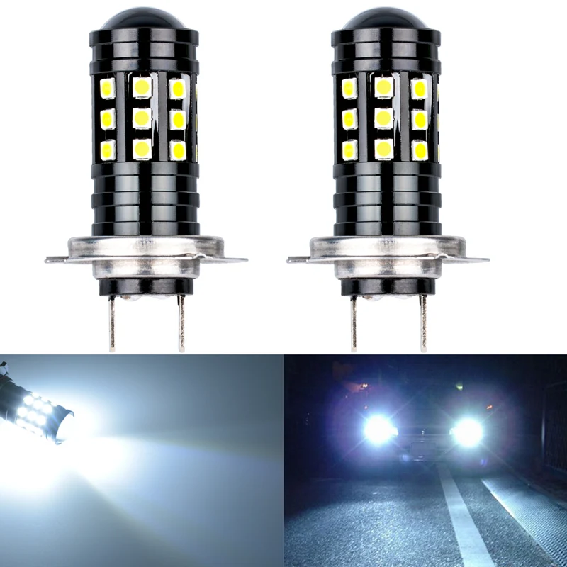 Katur 2x H7 Светодиодные Автомобильные противотуманные лампы мощные H10 8W 2700Lm 3030 27 SMD