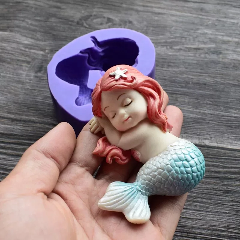 Русалка прекрасная шоколадная мышь Торт Мороженое DIY Украшение 3D формы пищевого