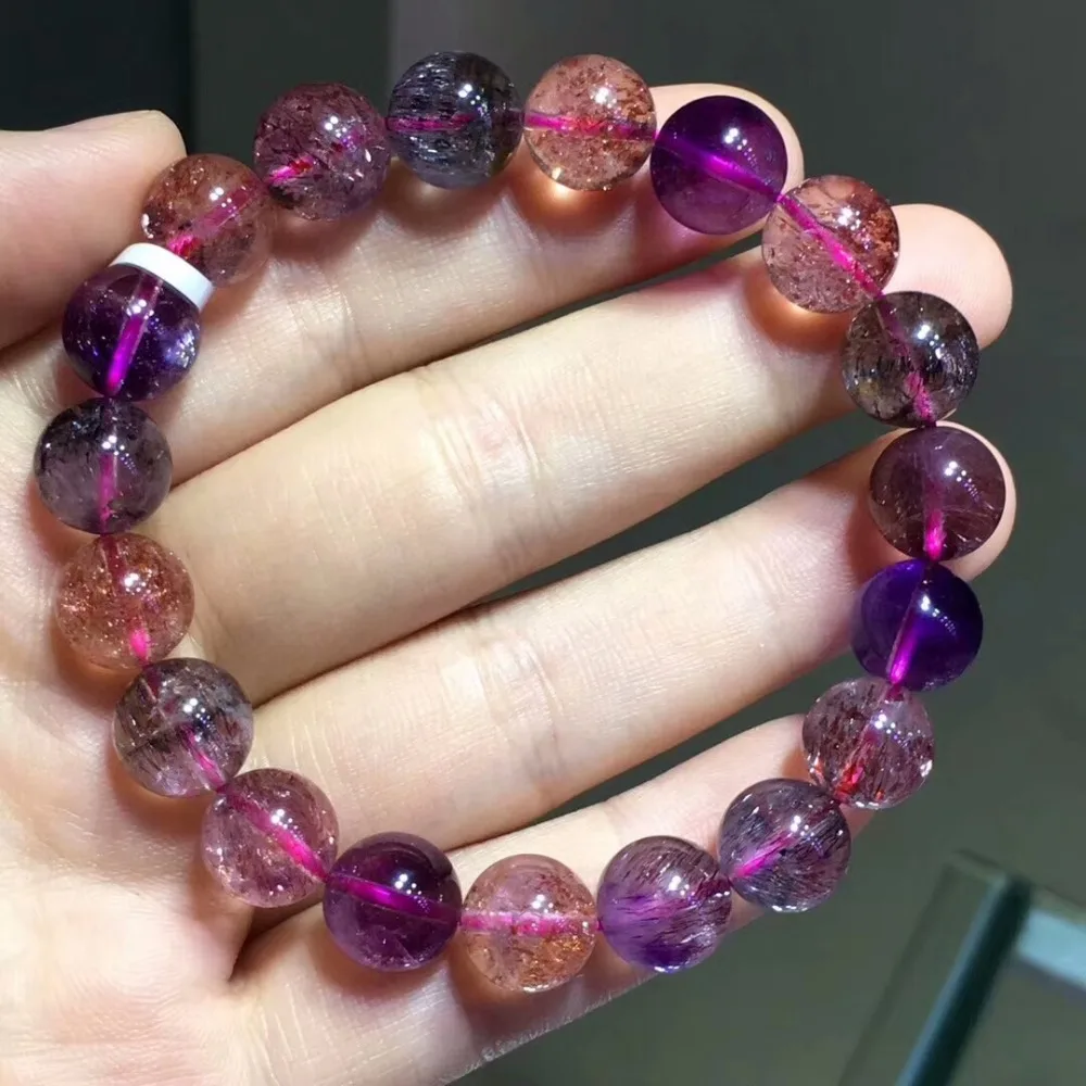 100% натуральный Lepidocrocite кварц 10 5 мм Женский Мужской стрейч супер 7 семь Мелодия