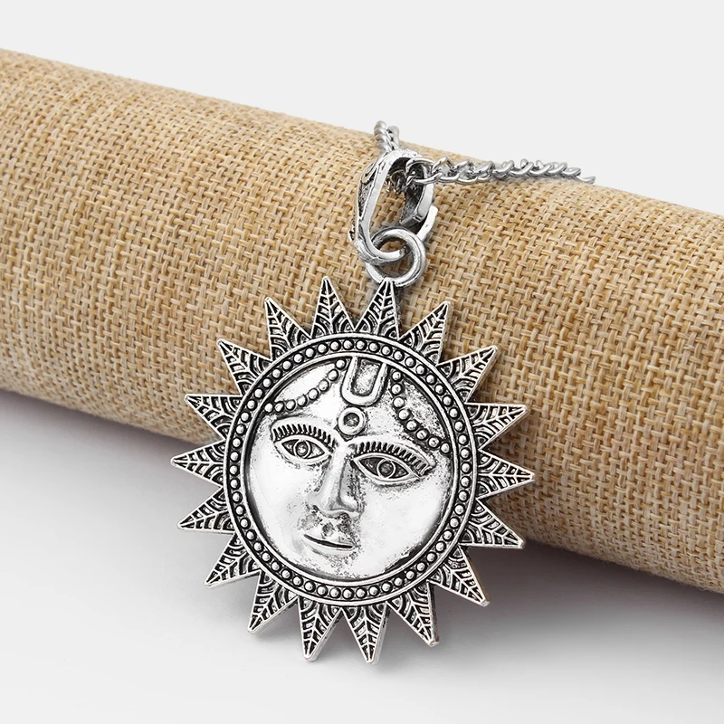 1 шт. большой Largenlook Sun Face Амулет подвеска длинная цепочка свитер ожерелье Крутящий