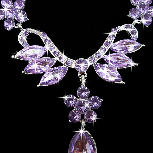 Women's Party Wedding Flower Water Drop Pendant Necklace Earrings Jewelry Set 5K4B | Украшения и аксессуары
