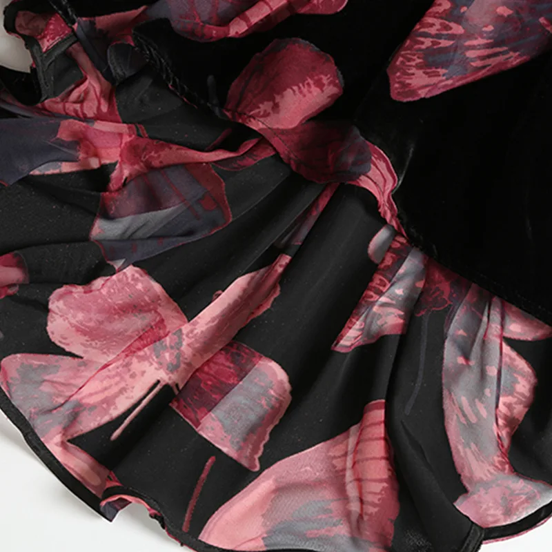 

New Plus Size Blouses 2018 Spring Summer Blusas Feminino Vintage Flocking Print Flare Long Sleeve Casual Loose Batwing Blouse