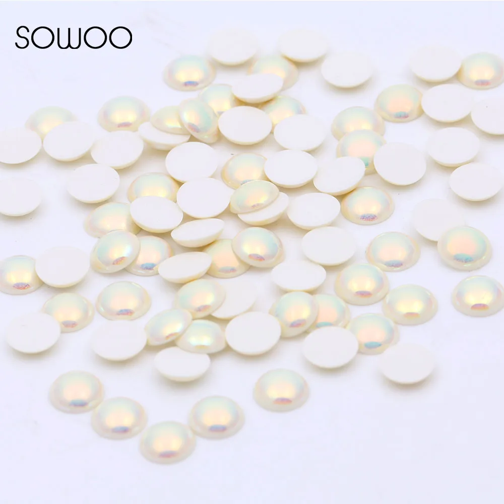 White AB/ Rainbow Color Half Pearl Iron-on Hotfix Rhinestones Resin material 1440pcs ss6 2MM RIANBOW COLOR FOR DRESS SOWOO | Дом и сад