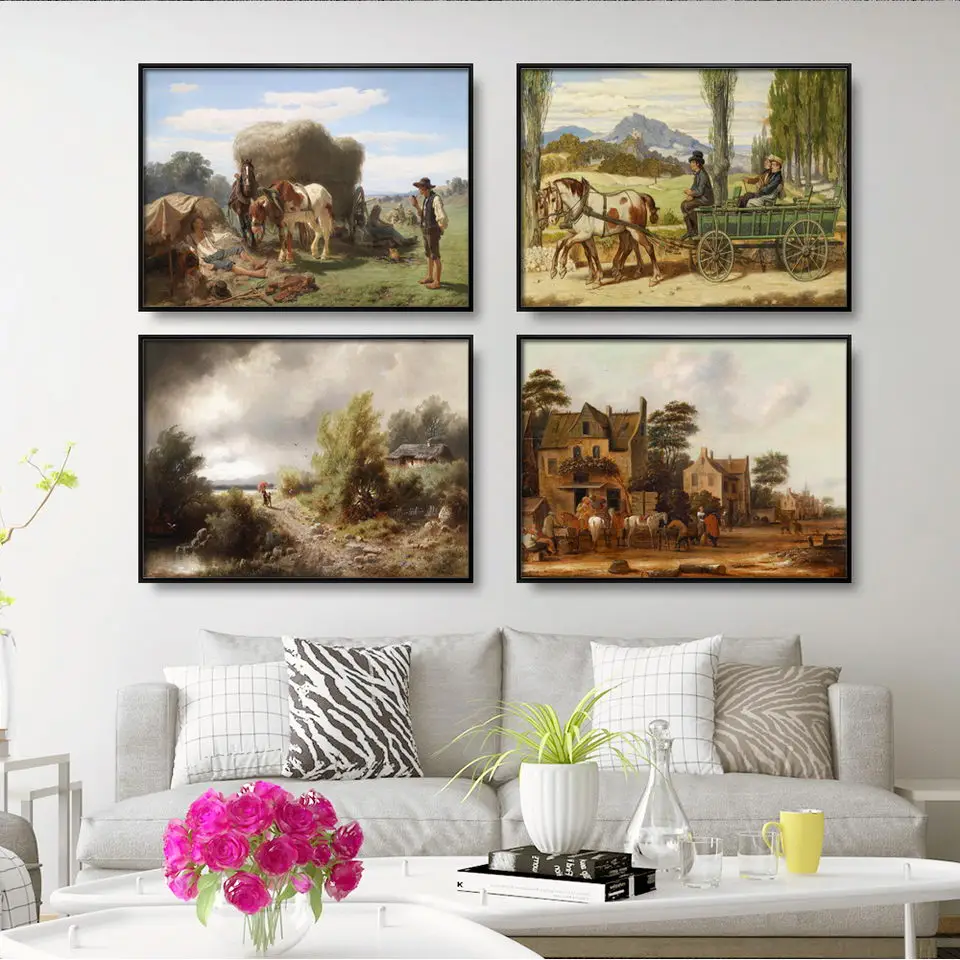 Vinsonloud Home Decoration Print Canvas Picture Wall Art Painting Oil Unframed Drawings Classical European humanistic rural life | Дом и сад