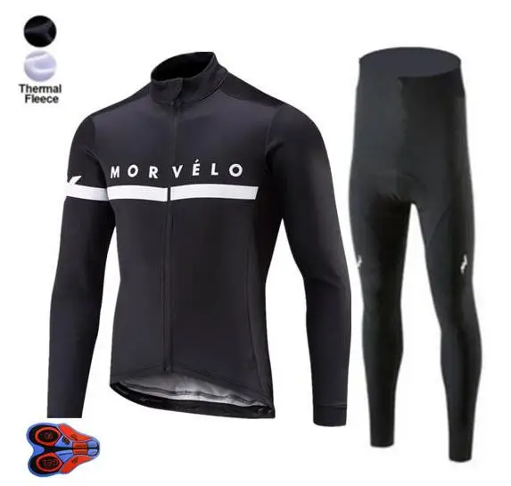 Morvelo Winter Thermal Fleece Cycling Jersey long sleeve 9D GEL PAD Pants ropa ciclismo Clothing maillot Ciclismo sets | Спорт и