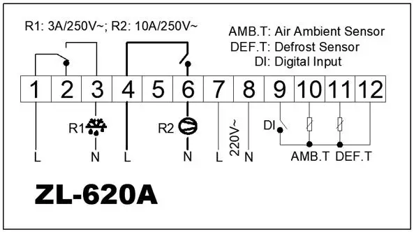 ZL-620A, термостат регулятор температуры, 10A, цифровой регулятор температуры холодного хранения, Lilytech