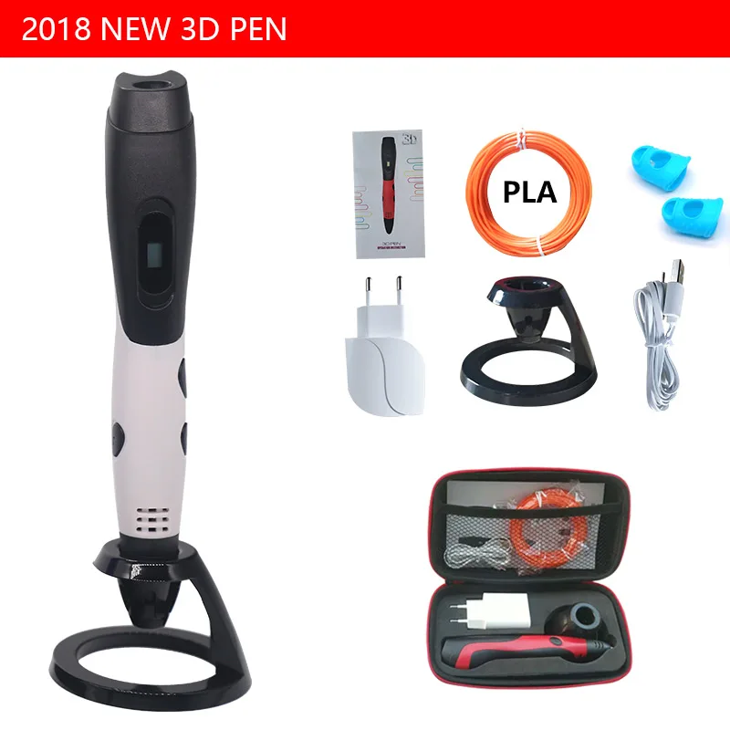 Новая версия USB 3d Ручка 3d принтер ручка с 1,75 мм pla нити USB источник питания DC 5 В 2A с красивым строном сумка легко носить с собой - Цвет: only  white