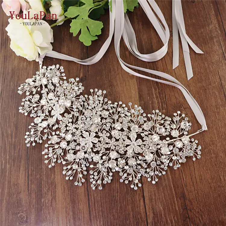 Gray ribbon YouLaPan SH240 свадебное платье пояс Стразы пояс серебро Стразы Свадебный Пояс свадебный цветок пояс для выпускного вечера - Цвет: Gray ribbon