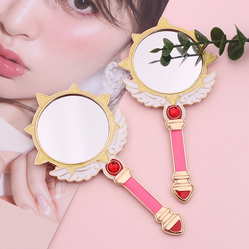 Мультяшное Cardcaptor Sakura симпатичное зеркало для макияжа, косметическое металлическое высококачественное зеркало для макияжа, ручное крепление, зеркала для путешествий, для поклонников девушек и девушек
