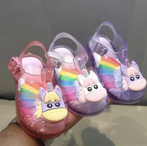 Mini Melissa Possession Unicorn/ г. прозрачные сандалии для девочек летние сандалии Melissa/детские сандалии пляжная обувь для малышей