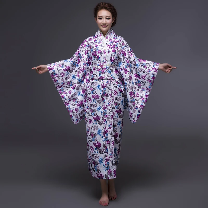 Женский японский классический костюм банный халат с длинным рукавом японское
