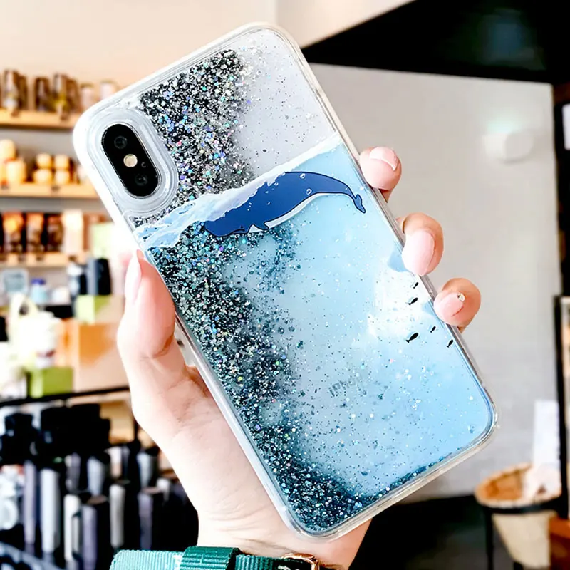Чехол Capinha для iPhone X Xr Xs Max 7 8 6 6s Plus с динамической жидкостью и зыбучим песком