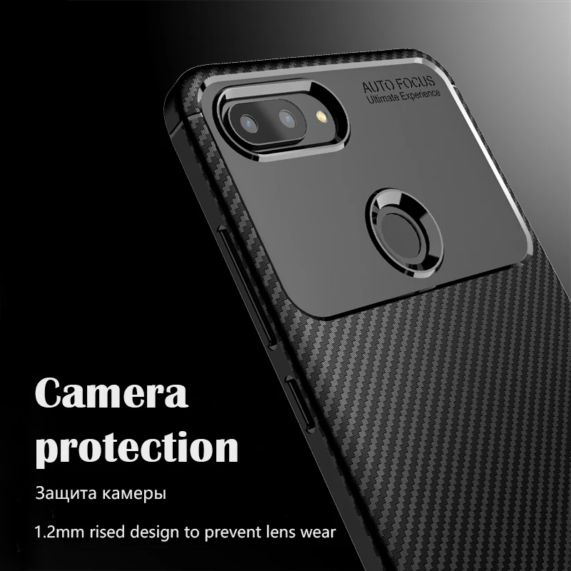 MAKAVO Carbon Fiber Case For Xiaomi Mi 8 Lite Bumper Cover Soft Silicone SE Explorer Protective |