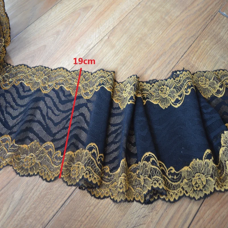 19 см 2 ярда/Лот желтый узор черная марля украшение для волос ручной работы широкая