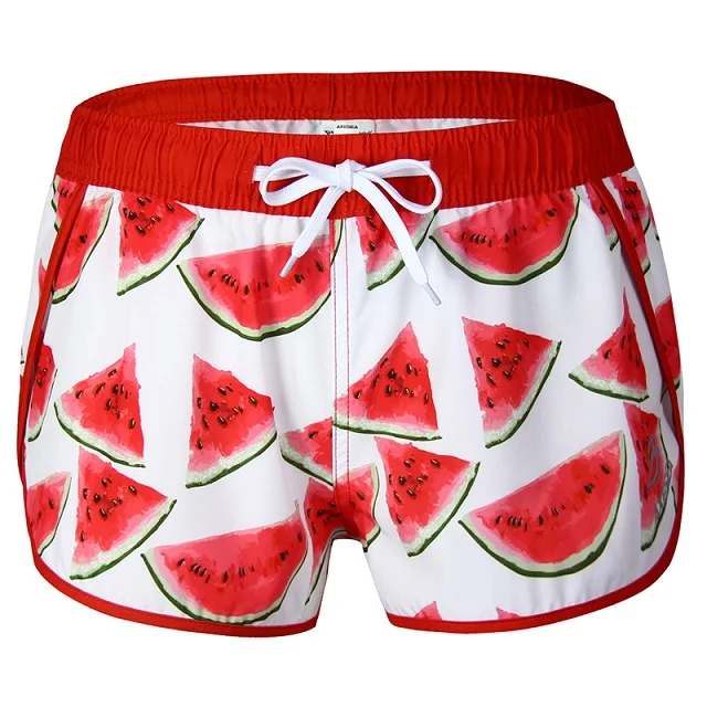 Watermelon Red AXESEA Для женщин пляжные шорты летние Плавание Мода для девочек; модная одежда; модное быстросохнущая Плавание шорты 4-стороннее растяжение Плавание костюм подошвой Короткие штаны пляжные Мужские Шорты для купания - Цвет: Watermelon Red