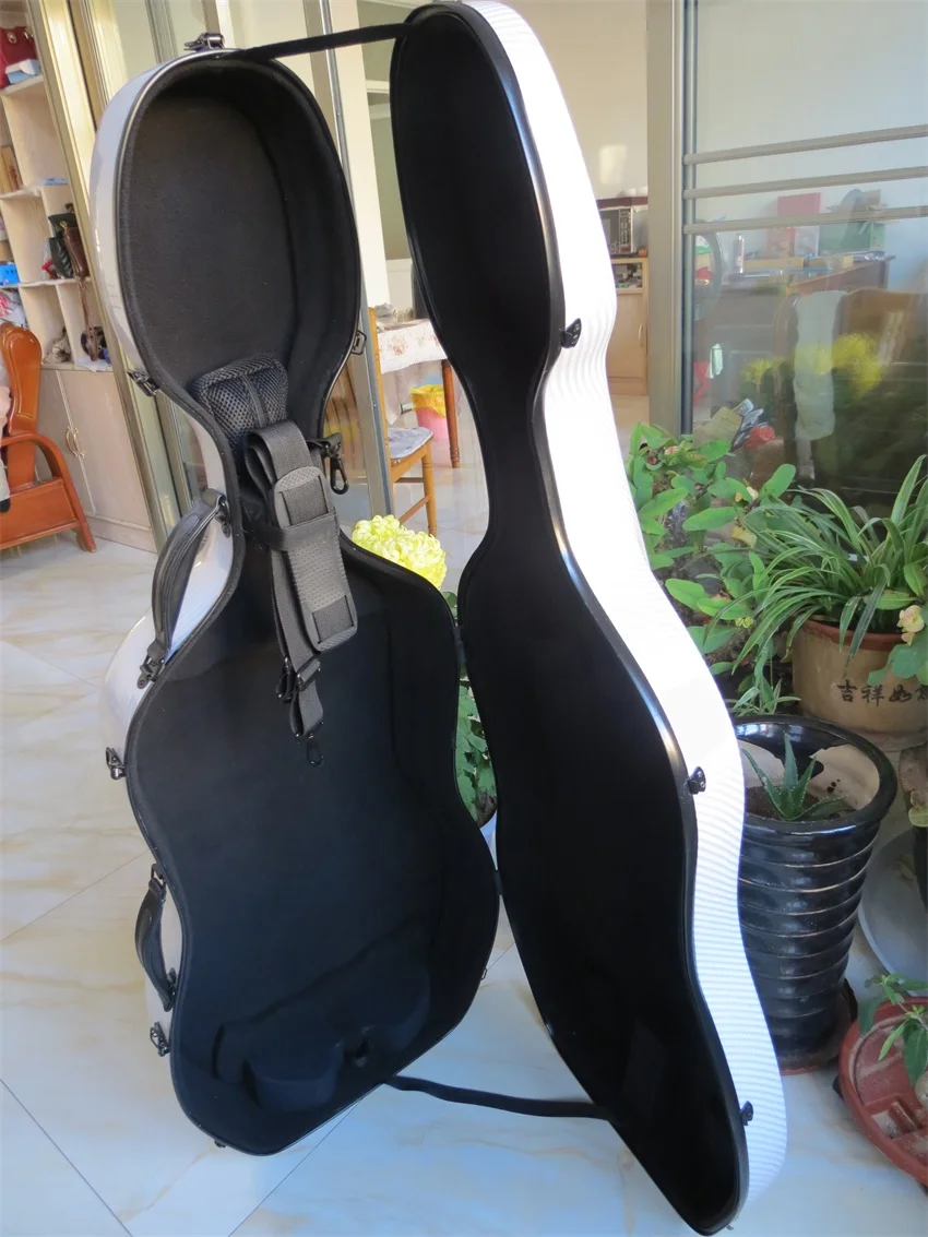 

Full size 4/4 composite Carbon fiber Cello Case in white color,free postage