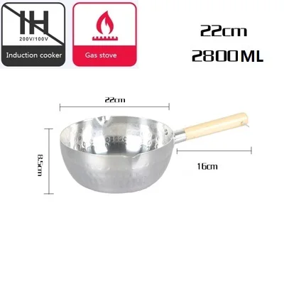 22cm 16-24 см, японский стиль, кастрюля из алюминиевого сплава, кастрюля для супа, лапши, кастрюля, сковорода с открытым пламенем, кухонная посуда - Цвет: 22cm