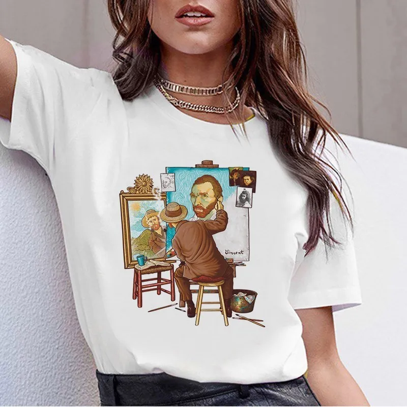 9 Футболка Grunge Aesthtic Van Gogh футболка с художественной росписью Женская забавная футболка с коротким рукавом Harajuku Ullzang Футболка Топ Футболки женские - Цвет: 9