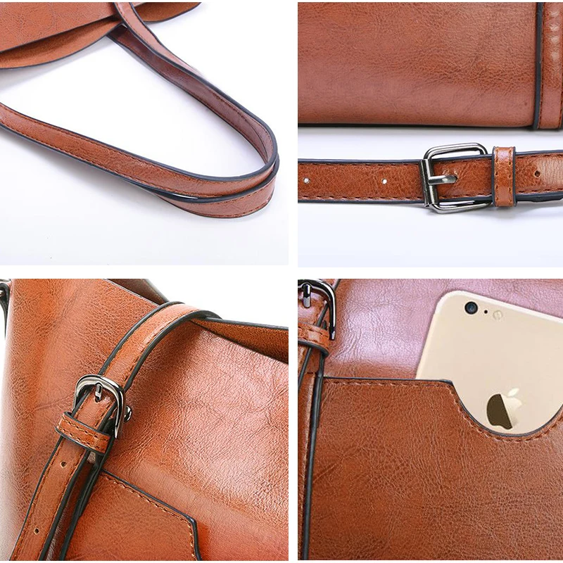 

fashion Leather Handbags Oil wax Women bag large capacity Lady Hand Bags Sac Bolsos Mujer Women messenger bag Big Tote