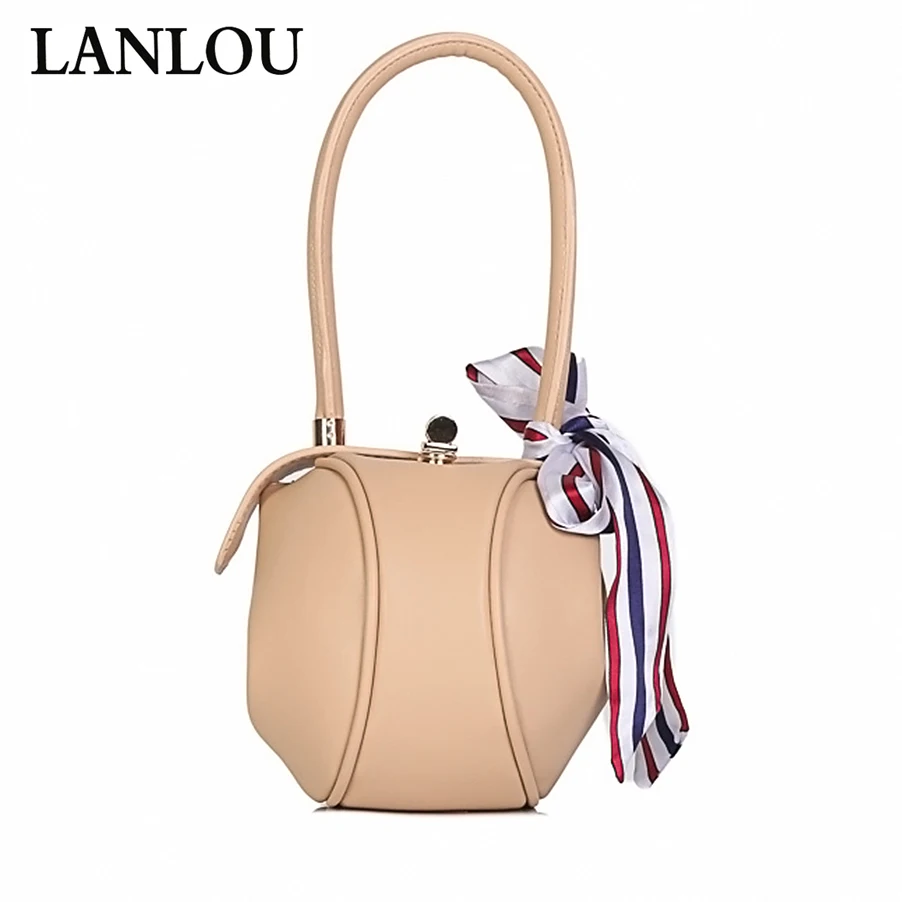 Женские кожаные сумки LANLOU маленькие через плечо с круглым шарфом и 2019|Сумки