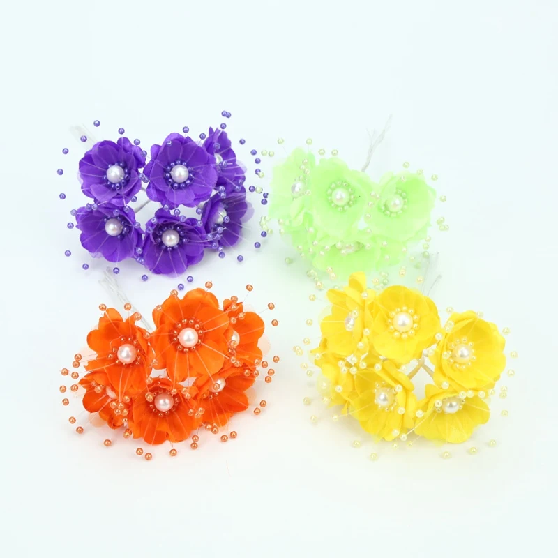 6 шт. Шелковый Жемчужный Цветок подарок сделай сам Рождественская гирлянда