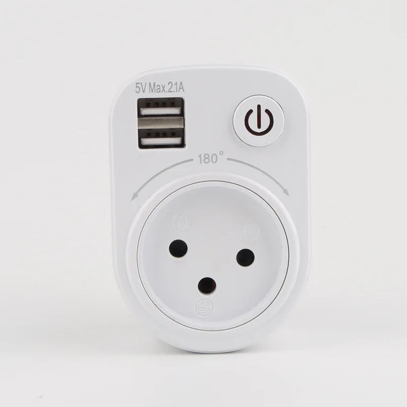 Дорожный адаптер с евровилкой настенная розетка 5 в 2 1 А двойной зарядный USB
