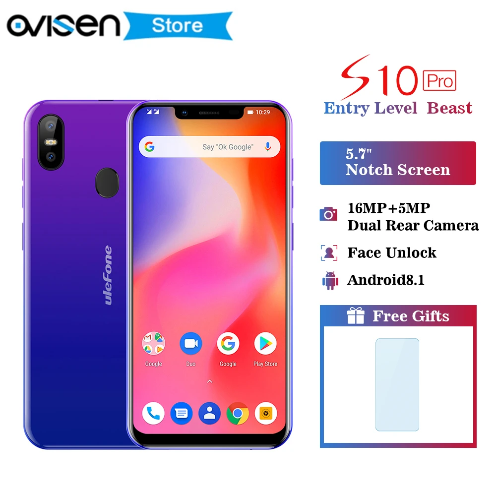 Мобильный телефон Ulefone S10 Pro 4G 5 7 дюймов четырехъядерный процессор MT6739WA 2 ГБ 16