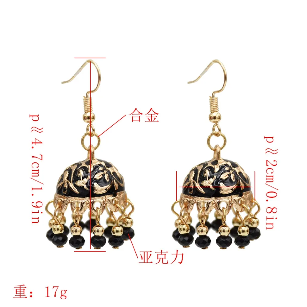Индийские серьги Jhumka для женщин этнические полимерные с бахромой и бусинами