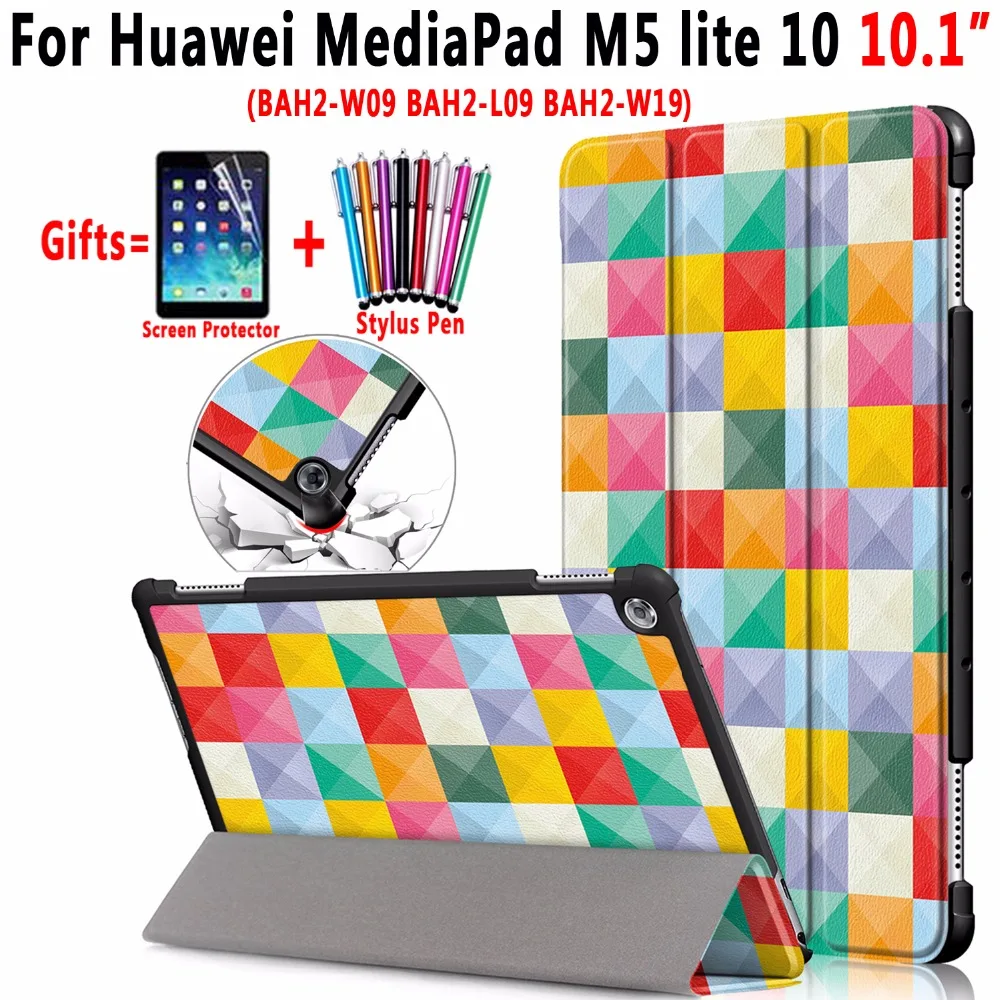 Окрашенный/однотонный кожаный умный чехол с магнитом для Huawei MediaPad M5 Lite 10 1