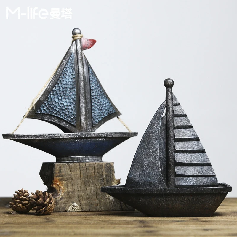 

Nordic Retro Model Props Ornaments Home Furnishing Sailing Shop Window American Creative Small Living Room Decor