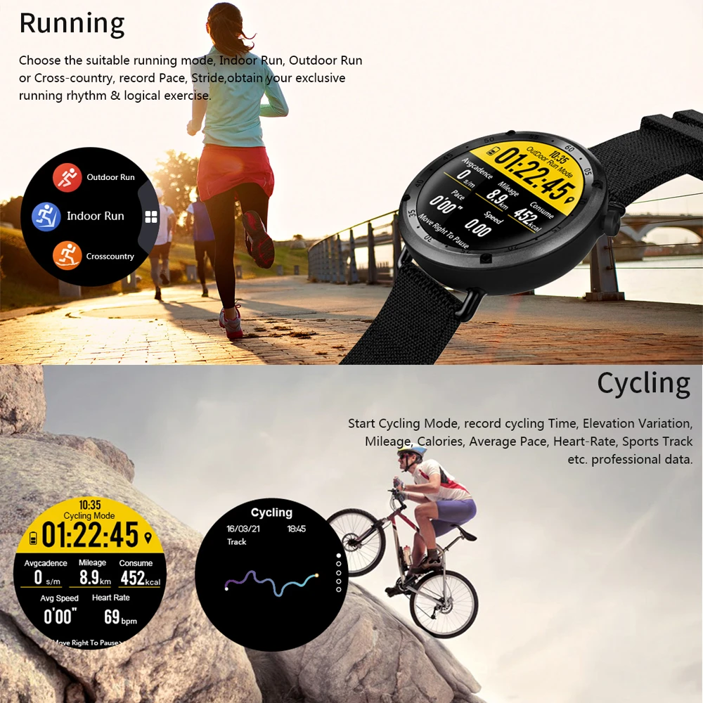 Uhoofit L19 Смарт часы MTK2503 Водонепроницаемый gps крови Давление монитор сердечного