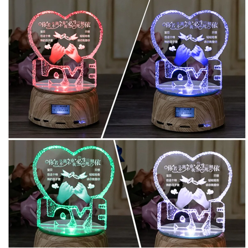 Custom crystal photo shop logoтекстовый RGB светодиодный ночник фото MP4 музыкальный плеер