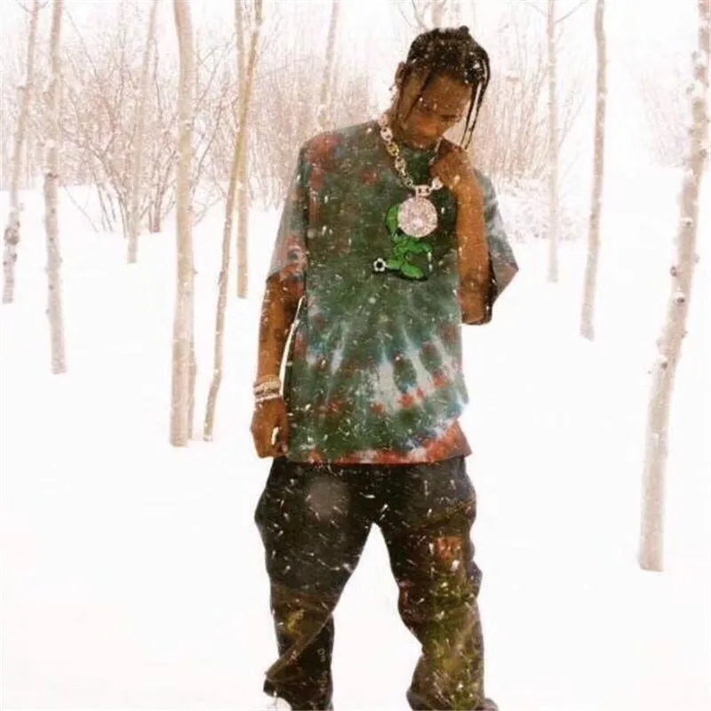 Футболка для мужчин и женщин в стиле хип хоп Travis Scott Alien Tie Dye Astroworld футболки